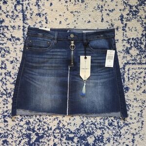 Ban•jara Indigo Denim Mini Skirt with Tassel Zip